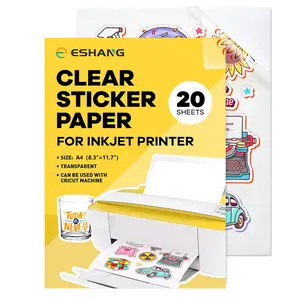 A4 Size 20 Sheets Printable Vinyl Sticker Paper, Diy Sticker Paper, Inkjet Printer Compatible, 100% Clear Transparent, Non-Waterproof Decal Sheet