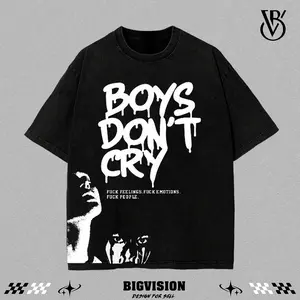 Boys Don’t Cry Oversized Washed Tee | Vintage Grunge Streetwear Shirt | Heavyweight Cotton Oversized Fit | Gothic Typography Graphic Tee | Washed Black Retro Top | Emotional Rebellion Aesthetic | Minimal Monochrome Design