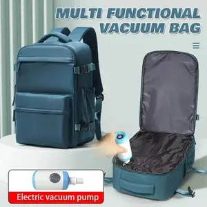 Three-piece vacuum travel bag set, equipped with detachable vacuum bag, electric air pump, large-capacity backpack, detachable design, multi-layer pockets, casual style, Space Saving Bag, Travel Organizer Bag