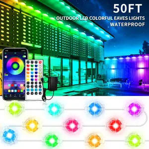 RGB Waterproof Outdoor Eaves Lights with App Control Remote,IP67 Waterproof LED Lights,Music Sync Outside Light for Christmas,Halloween,Garden,House Decorations