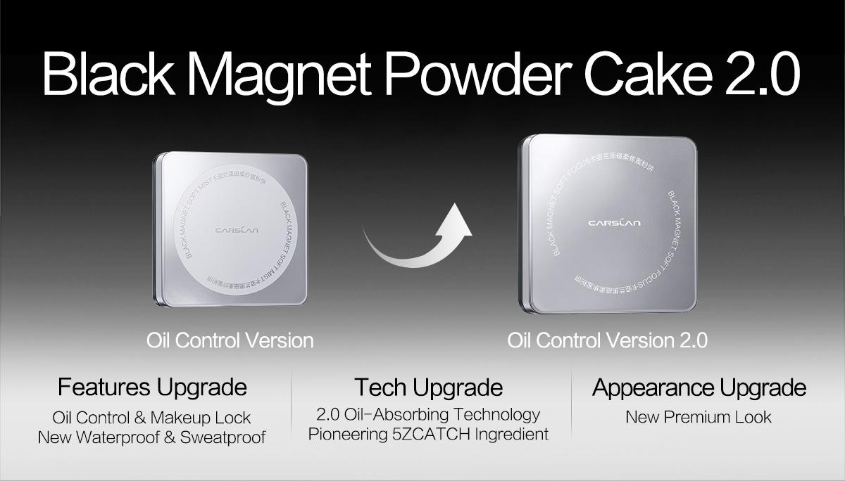 [2.0]CARSLAN Black Magnet Soft Focus Powder, 24H Longlasting Translucent Pressed Setting Powder, Oil Control, Waterproof, Sweatproof, Poreless Powder
