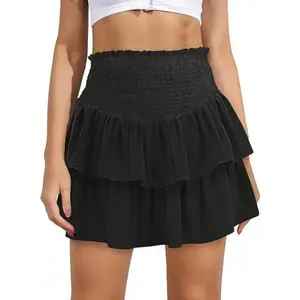 SwimWeek Women's High Waisted Swim Skirt Ruffled Smocked Bikini Bottom Tummy Control Swim Bottoms Bathing Suits Bottoms