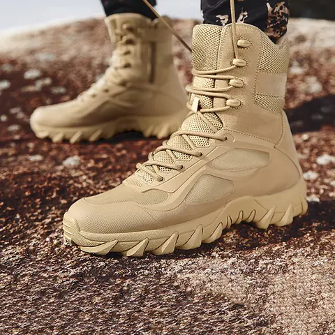 Men's Outdoor Boots, Durable Military Tactical Desert Boots, Comfortable High-Top Fashionable Boots, for Camping and Training, Durable for Outdoor Hiking, Footwear
