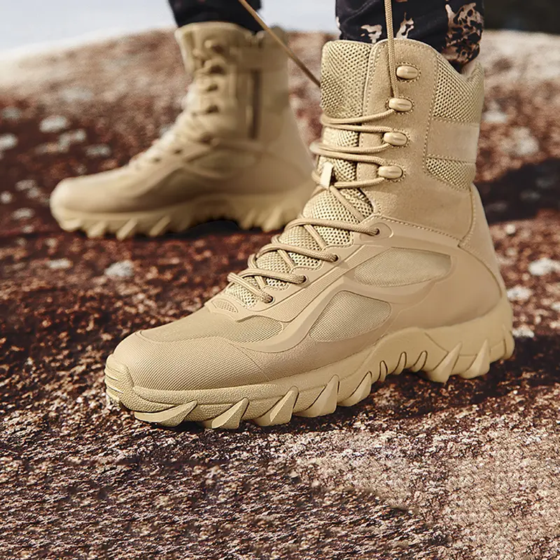 Men's Outdoor Boots, Durable Military Tactical Desert Boots, Comfortable High-Top Fashionable Boots, for Camping and Training, Durable for Outdoor Hiking, Footwear