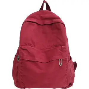 Canvas Backpack for Women Grunge Hippie Cute Boho School Backpack Casual Y2K Aesthetic Backpack (Red)