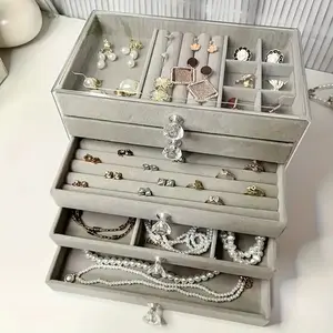 Light luxury home accessory storage! Transparent multi-layer design, velvet lining to prevent scratches, large capacity for storing earrings and necklaces. Suitable for bedrooms, studies, bathrooms, and for organizing jewelry and cosmetics.