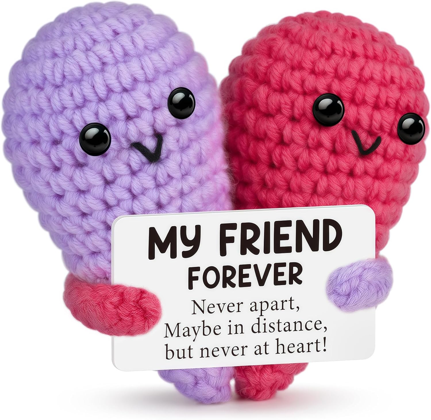 Funny Crochet Heart Best Friend Birthday Gifts for Women,Easter Basket Stuffers Long Distance Friendship Gifts for Friends Graduation Mothers Day Going Away Gift Coworkers Bestie,Cute Handmade Decor