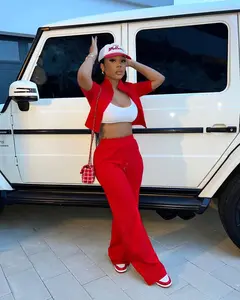 USBOUTIQUE CHIC Women's 2026 Spring Two Piece Set Short Sleeve Top & Wide Leg Pants Casual Lounge Matching Outfit Lightweight Breathable Fabric