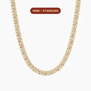 JAXXON Youth Iced Out Cuban Link Chain 5mm - Gold - Diamond Simulants - Box Clasp JAXXON Youth Iced Out Cuban Link Chain 5mm - Gold - Diamond Simulants - Box Clasp