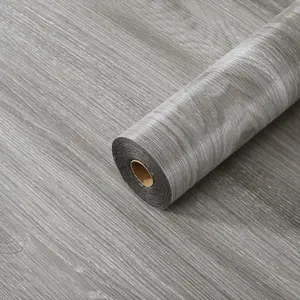 Self-Adhesive Wood Grain Pattern Wallpaper and Floor Sticker, 11.75in X 118.11in, Easy DIY, Waterproof and Durable Wall and Floor Decoration
