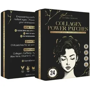 Gianna Demure Collagen Power Patches - 24 Pairs of Hydrating Patches with Hyaluronic Acid & Vitamin C for Targeted Under-Eye Care, Alcohol Free Comfort Skincare