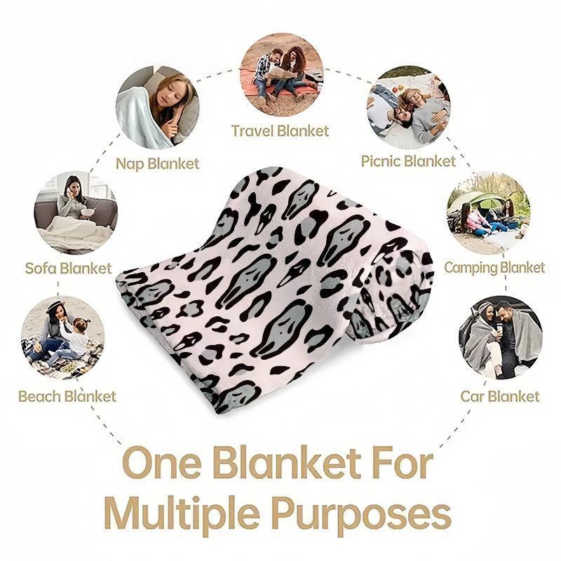Scream Ghostface Aesthetic Soft Blanket For Horror Fans Spooky Leopard Print UltraSoft Warm Lightweight Cozy for Couc Horror Halloween Ghostface Soft Blanket For Home