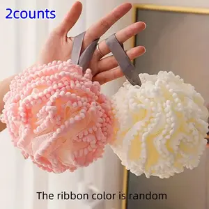 2 Piece Soft Exfoliating Bath Sponge, Unisex Scentless Shower Sponge, Exfoliating Shower Scrubber, Exfoliating Net Sponge, Ideal for Home Bathroom and Travel Use, Bath Accessories, Body Care Tool