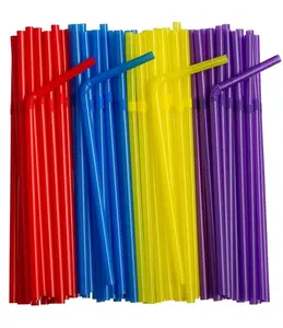 [250 Count] Flexible Plastic Drinking Straws - Disposable Swizzle Sticks - 7.75" High - Assorted Colors