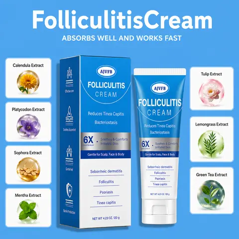 AJVFB Cosmetic Folliculitis Relief Cream 120g - Adult Body Care Product with Antibacterial Botanical Care, Moisturizing, Skin Repair, Eczema Soothing, Keratosis Pilaris & Rough Bump Targeting for Scalp, Face, Body