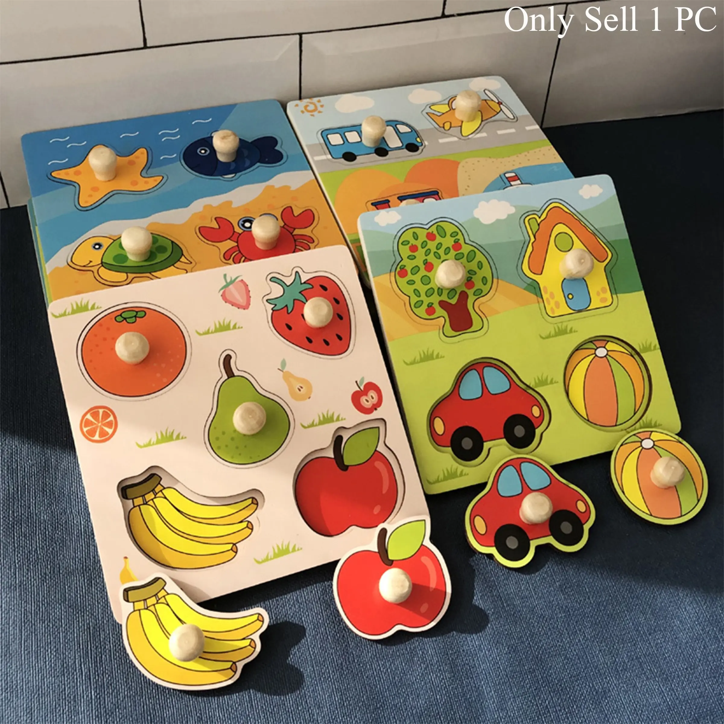 1 Count Wooden Peg Puzzle, Mushroom Nail Children Hand Grasp Board for Kids Fine Motor Skills, Baby Early Education Cognitive Jigsaw, Shape Matching Wooden Toy, Puzzles for Boys & Girls, Busy Board, Activity Game, Preschool Learning, School Supplies