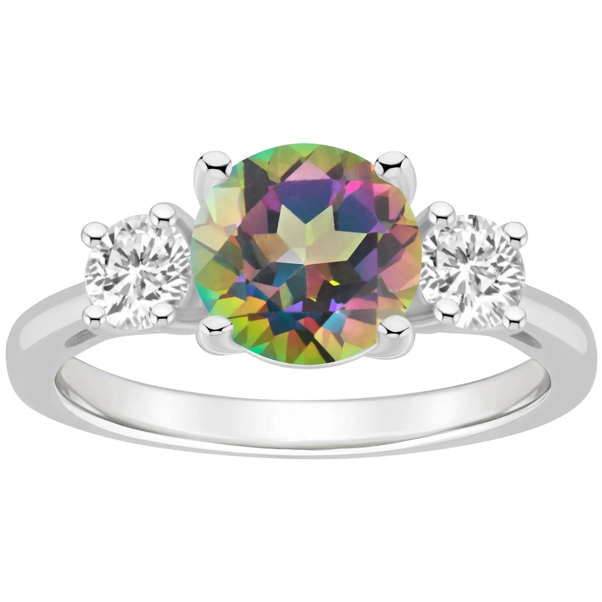 Affinity Gems R ound Cut 3-Ston e Topaz Ring, S terling Silver