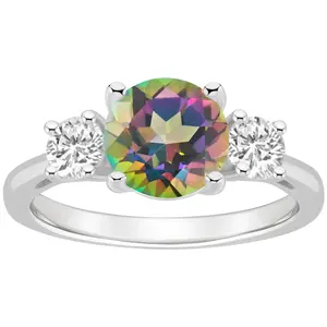 Affinity Gems R ound Cut 3-Ston e Topaz Ring, S terling Silver