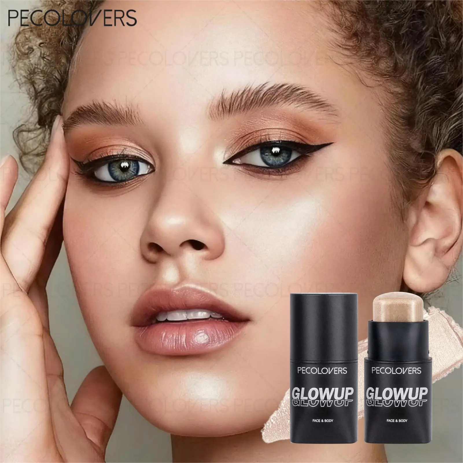 [Glowup Highlighter] 1PC Glow Highlighter Stick - Long-Lasting, High Gloss Shimmer for Naturally Brightening Face Contour, Intense Color, Stick Form, Medium Coverage, Makeup Highlighter|Shimmering Highlighter|Natural Finish