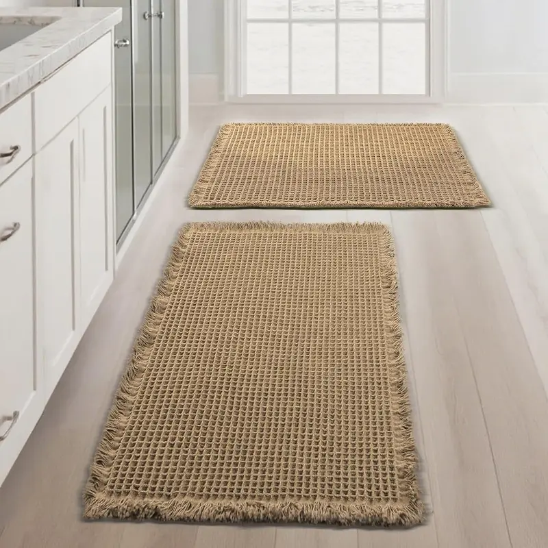 Non-Slip Bath Mat Rug, Super Absorbent Bathroom Rug, Soft Waffle Shower Floor Mat, Machine Washable Bath Rug for Bathroom & Bedroom