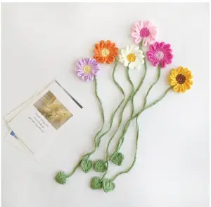 6 Pack Flower Crochet Bookmarks,Daisy Sunflower Bookmark for Women Personalized Crochet for Book Lovers and Teachers