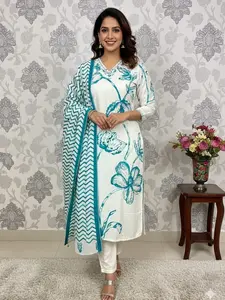 Muslin Silk Kurti Set With Pant & Dupatta - Premium Ethnic Wear for Festivals & Parties - Comfortable & Elegant Fit - Available in M to 4XL - Womenswear, Fabric