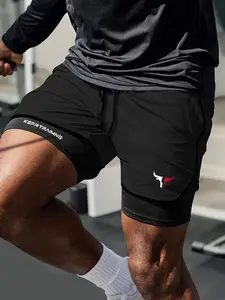 Summer Shorts with Phone Pocket Lining, 2-In-1 Fashion Casual Sporty Running Shorts, Quick-Dry Inner Liner, Summer Training Gym Shorts