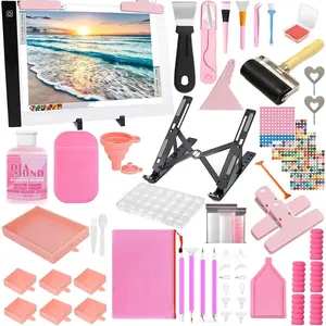 -Inclusive  Art Accessories Kit with A4  Painting Light Pad Kit, Light Board for Painting Accessories, Bead Organizers & 5D Painting Tools Set for Full Drill & Partial Drill Art