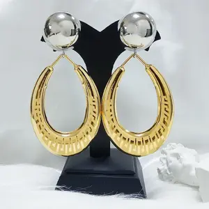 Big Round Metal Women Shiny Hoop Earrings Cross Border Jewelry Fashion Drop Earring 2022