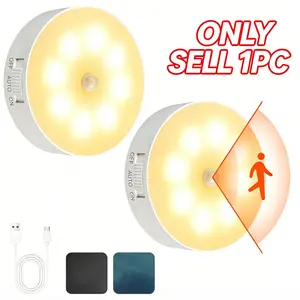 1pc Rechargeable Cabinet Night Light, Led Nightlight with Wireless Motion Sensor, 120 ° Ultra Wide Infrared Sensing, 8-LED Wireless Indoor Lighting, Suitable for Bedroom, Bathroom, Staircase, Kitchen, Home Decoration