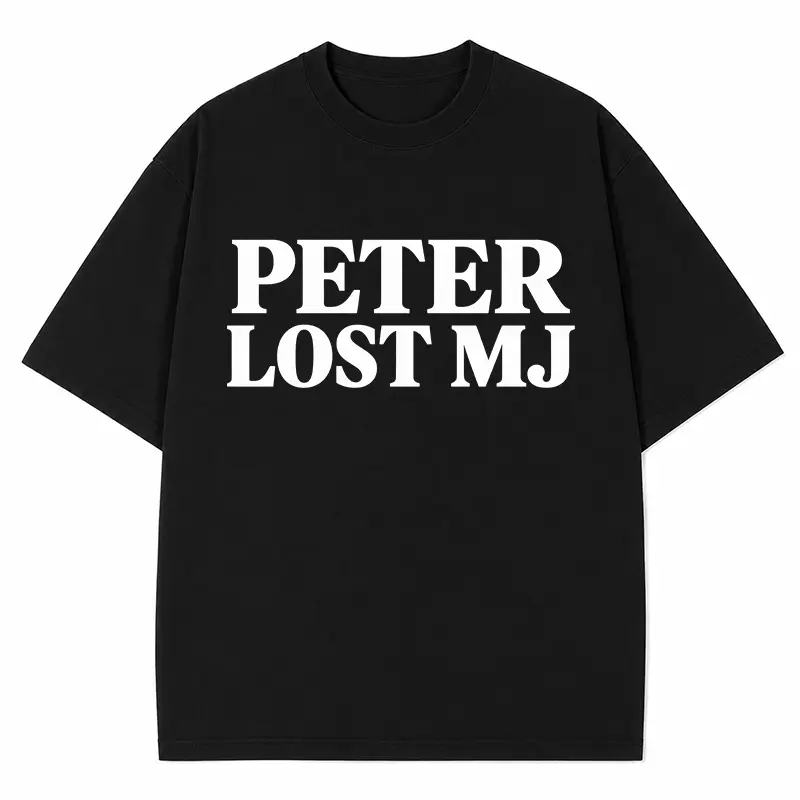 Peter Lost MJ Heartbreak Graphic T-Shirt, Retro Movie Inspired Emotional Quote Tee, Unisex Casual Short Sleeve Crewneck ShirtFunny Meme Tee, Y2k Parody Shirt, Ironic Gift, Gift for Them menswear