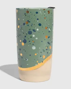 United By Blue Nightfall Blue 10 oz. Ceramic Insulated Travel Tumbler - Lid-Included, Reusable, Food-Safe, Non-Metallic, Lead-Free, Hand-Painted, Portable Eco-Friendly Kitchenware Drinkware for Travel & Everyday Use