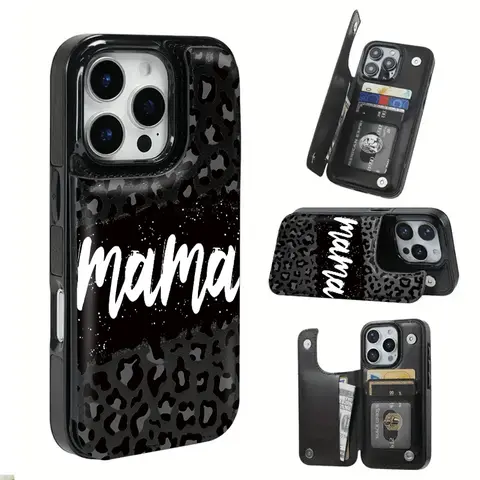 Animal Print TPU Plastic Smartphone Case - Christmas-Themed Mobile Phone Accessory with Bank/Transit Card Slots, Shock Protection for iPhone XS,11,12,13,14,15,16,17/18 Air Pro Plus Max & Samsung S22,S23,S24,S26