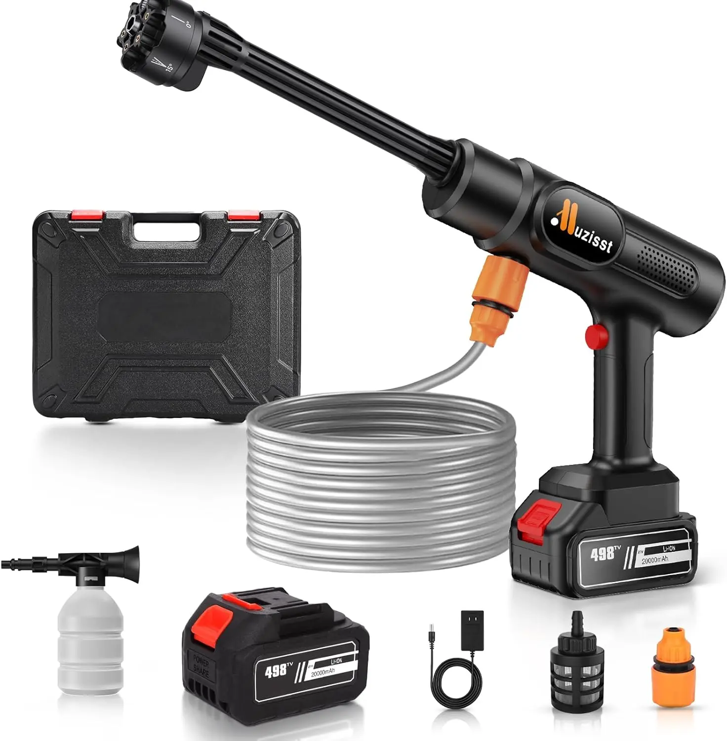 ANDREWMANN Portable Cordless Electric Car Wash, Electric Car Wash Jet with Car Wash Nozzle Accessory, Car Washer, Jet Washer, High Pressure Cleaner for Automotive