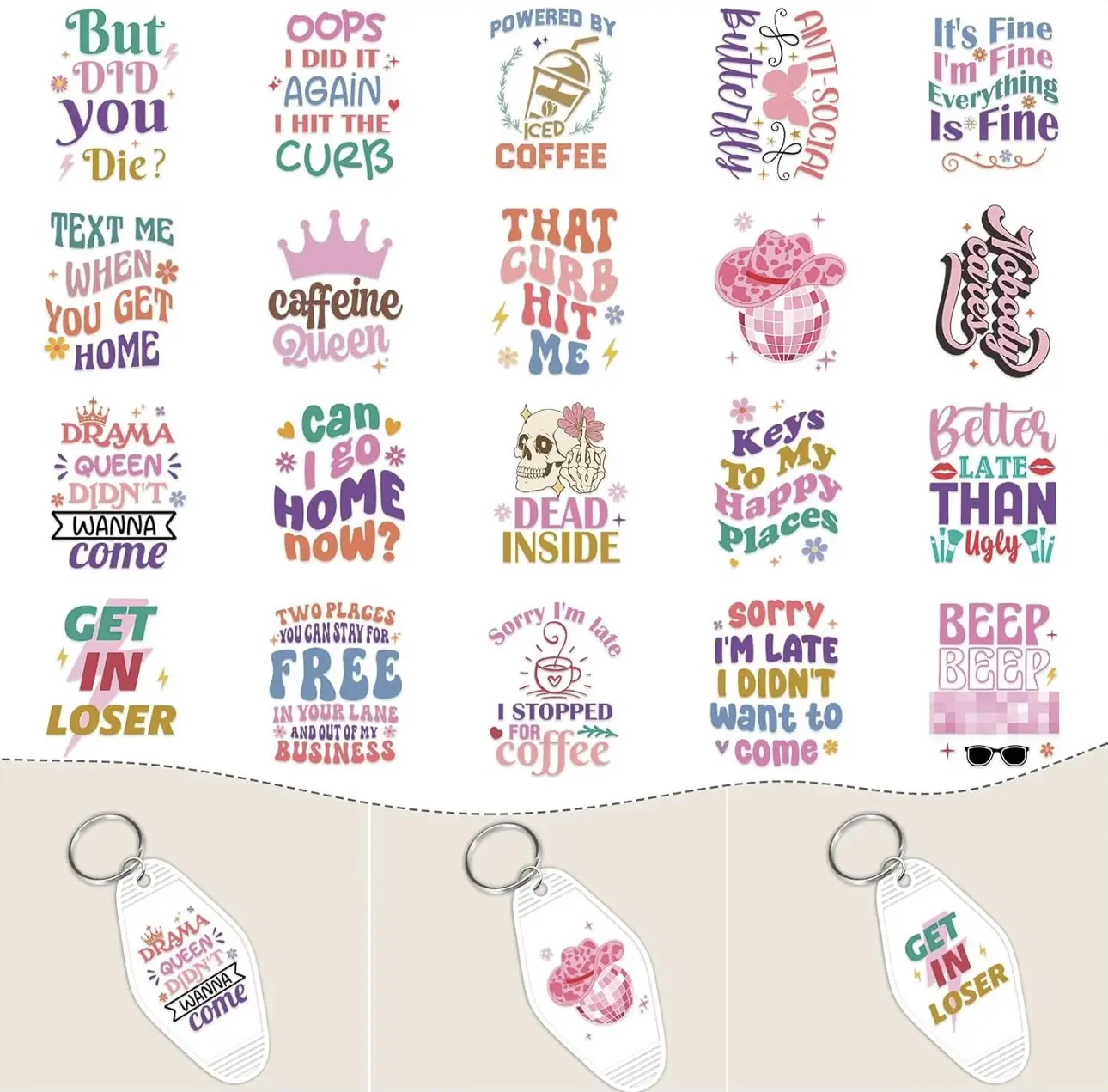 Motel Keychains - Personalized & Quirky Designs for New Drivers or Holiday Gifts - Multiple Options Available - Blanks Live for Customization - Fun & Practical for Everyday Use