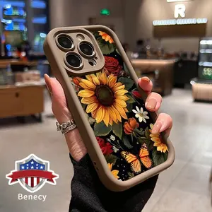 Vintage Sunflower Rose Butterfly iPhone Case 17/16/15 Pro Max 14 Plus/13/12/11 Pro/Air Retro Floral Aesthetic Precise Fit Full Protection