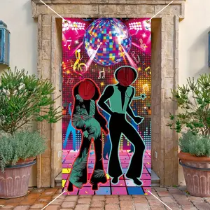 Vintage Disco Party Backdrop, 1 Count Disco Party Banner, Rock Theme Decoration, Party Decoration Supplies for Birthday Celebration & Music Festival, Party Decorations Banners, Ornaments