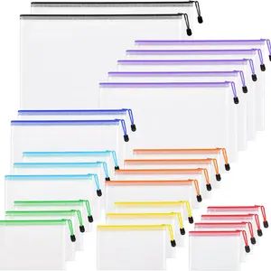 26pcs Mesh Zipper Pouch Bags, 8 Sizes Plastic zippered Storage Bags for Organizing, Clear Pouches with Zipper, Waterproof Mesh Pouch for Office School Supplies, Home Organize, Travel Storage