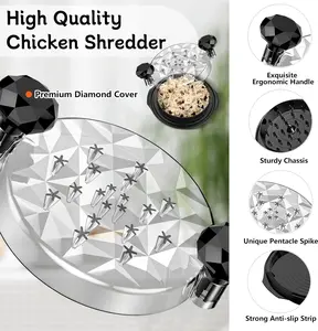 Pollo Large Chicken Shredder Tool – 10.8" Pro Food‑Grade Meat Shredder with Anti‑Slip Petal‑Base & Ergonomic Handle – Easy Twist Shredder for Chicken, Pork, Beef & BBQ Cooking (Black)