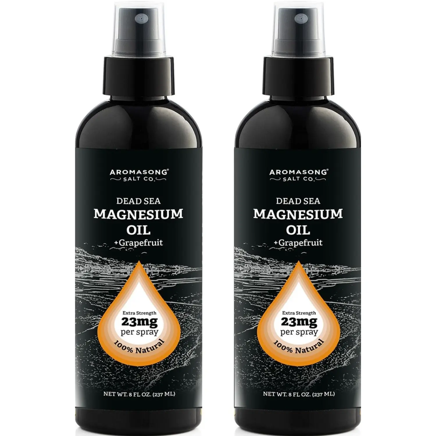 AROMASONG Magnesium Oil Spray for Soothing Sleep Support & Body Care, Pure Magnesium Chloride Body Oil with Lavender & Grapefruit, Extra Strength, 8 oz 2-Pack, Magnesium Chloride Body Oils