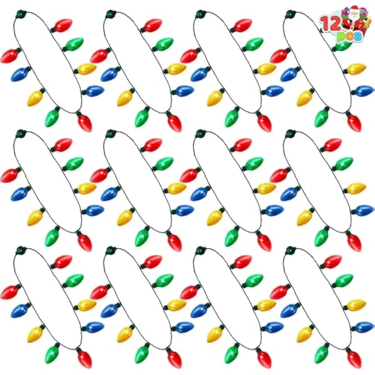 12 Packs Christmas LED Light Up Bulb Necklaces 9 Bulbs LED Necklaces Holiday Costume Accessories for Christmas Xmas Party Favor Party Supply