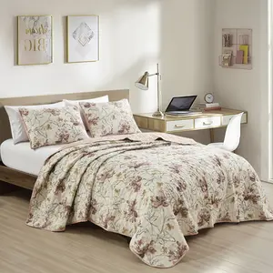 Natural  Enchanting floral  Comfortable Soft Versatile Printed Quilt Set - Available in both King or Queen Sizes. Breathable Fabirc