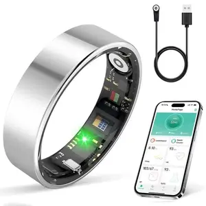 Smart Ring Health Fitness Tracker IP68 Waterproof Heart Rate Sleep Activity Tracker Body Temperature Monitor Sports Ring Rechargeable Smart Ring for Women Men iOS Android No Subscription App