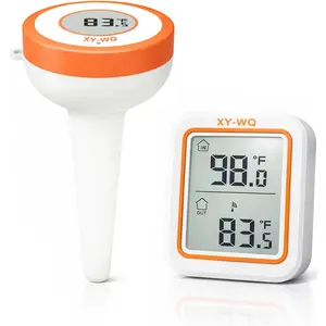 XY-WQ Wireless Pool Thermometer with Indoor Monitor, IPX8 Waterproof Floating Digital Water Thermometer, Up to 500 ft Range, Large Easy-Read Backlit Display for Pool, Spa, Hot Tub, Pond, Cold Plunge