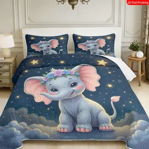 TikTok made me buy it! Cute Elephant 3 Piece Bedspread Set | 1 Bedspread + 2 Pillowcases | Fits All Sizes | Perfect Gift for Friends 🎁