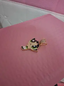 Gold Cartoon Character Pendant with Black & Green Details – Urban Style Charm