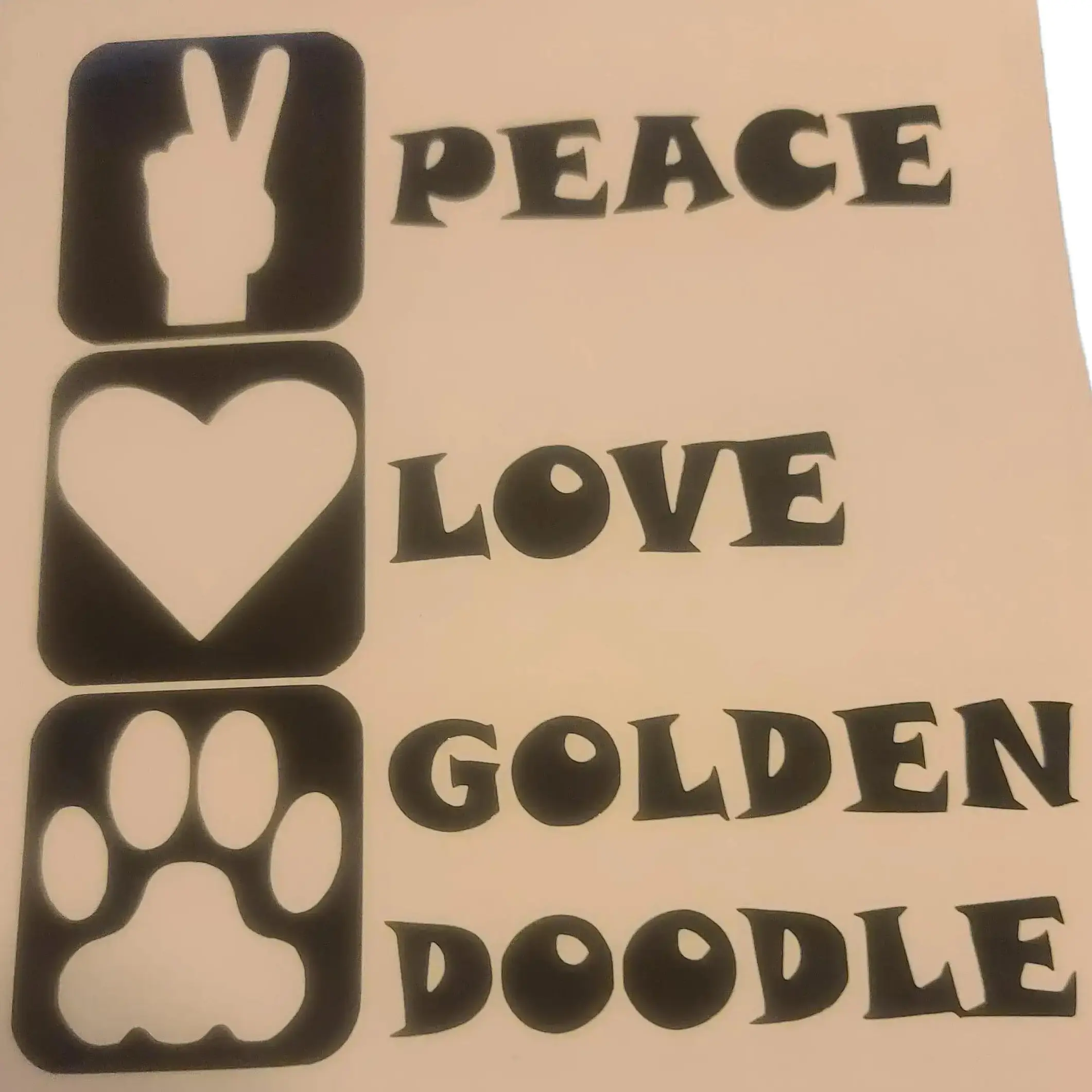Peace Love Golden Doodle 5x5 Vinyl Decal