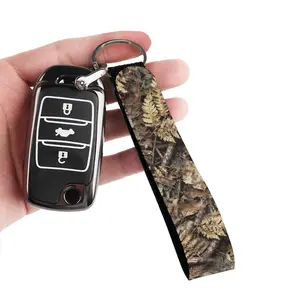 Car Keychain Autumn Dry Leaf Woodland Camo Webbing Wrist Key Lanyard, Heavy Duty Polyester Webbing Car Key Fob Strap Keychain, 4th of July Patriotic,Durable Key Holder for Off-Road Truck Auto Keys, Backpack Charm Utility Wrist Strap, USA Independence Day