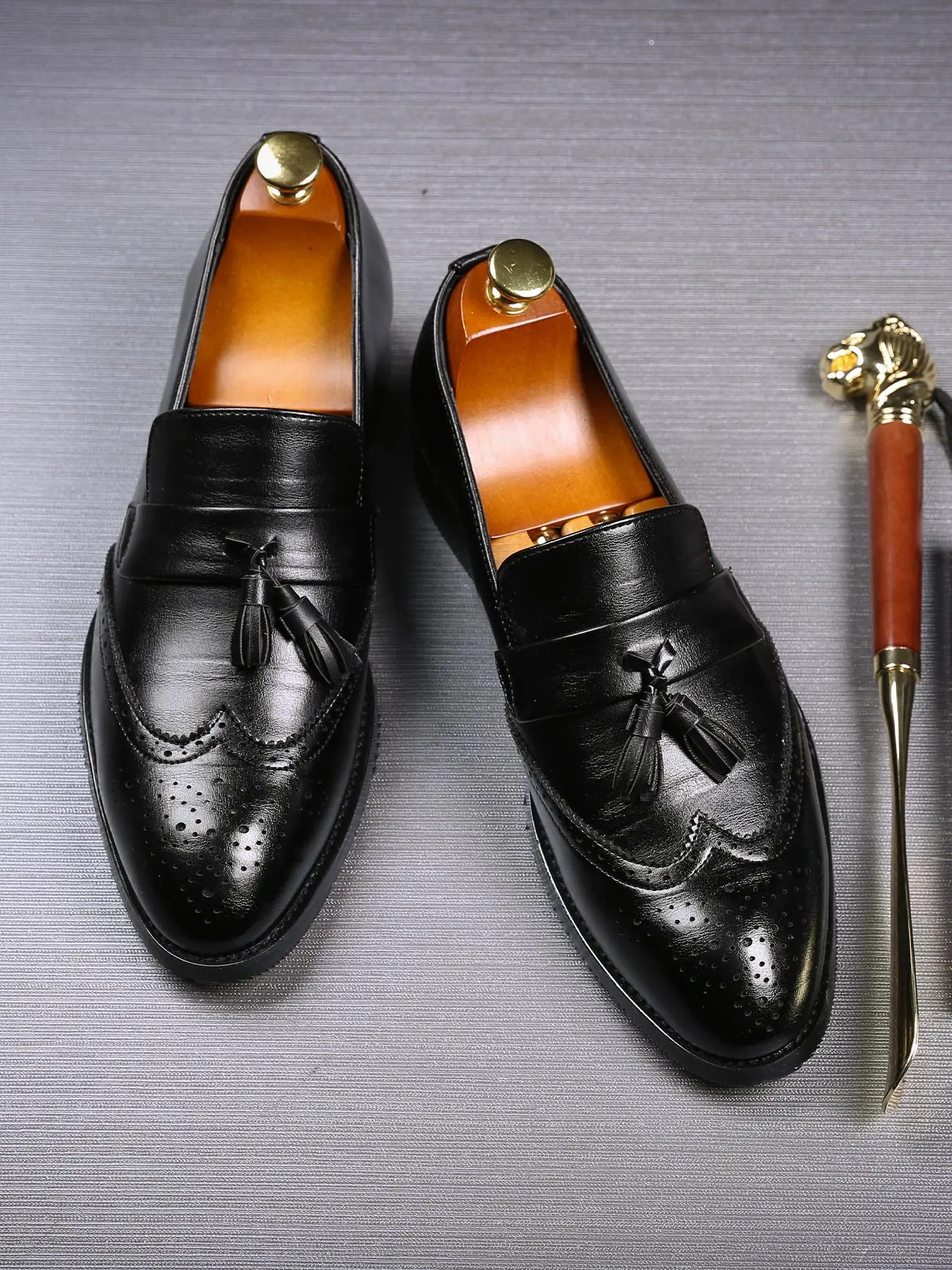 Men's Business Style Solid Color Tassel Decor Loafers, Fashionable Pointed Toe Dress Shoes for Work Office, Male All-match Slip on Shoes for Daily Wear, Business Casual Shoes, Formal Shoes, Pu Leather Shoes, Office Work Footwear