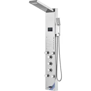 VEVOR Shower Panel Tower System, 6 Shower Modes, LED Screen Hydroelectricity Shower Panel, Rainfall, Waterfall, 5 Massage Jets, Tub Spout, Handheld Shower, Stainless Steel Wall-Mounted Shower SetVEVOR Super Brand Day